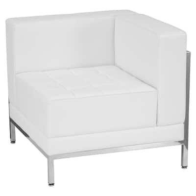 LeatherSoft Modular Right Corner Chair with Quilted Tufted Seat - 28.5"W x 28.5"D x 27.5"H - 28.5"W x 28.5"D x 27.5"H