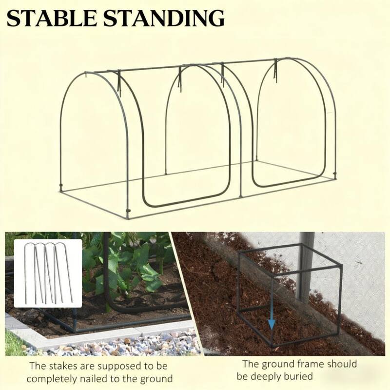 GDFStudio - Outdoor Garden Crop Protection Tent with Dual Zippered Doors, Mesh Plant Cage with Ground Stakes and Storage Bag