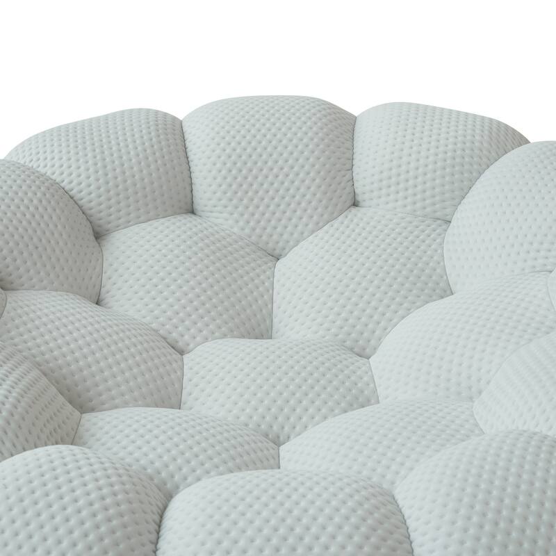 2PCS 3D Honeycomb Fabric Upholstered Bubble Sofa, 3 Seater Bubble Couch and Single Sofa for Living Room