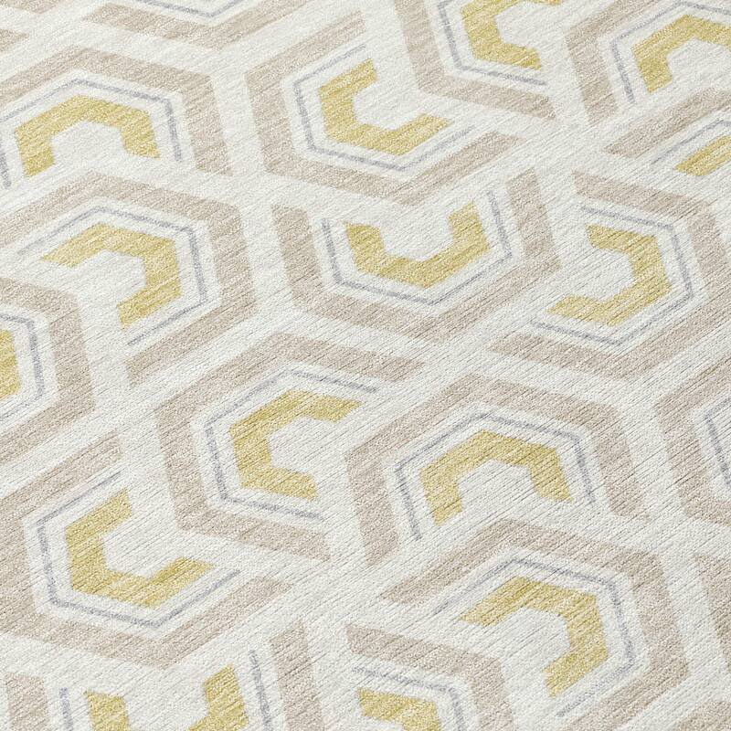 Machine Washable Indoor/ Outdoor Modern Zoa Chantille Rug