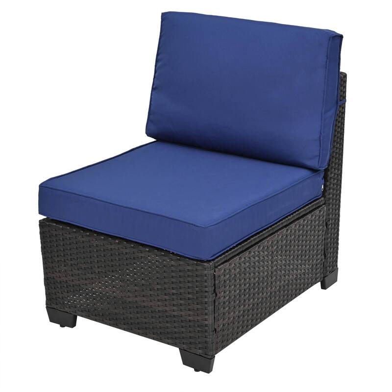 10-Piece Outdoor Rattan Sectional Sofa Set with Storage Table & Cushions