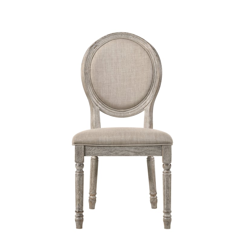 HomeRoots Set of Two Tan and Oak Upholstered Fabric King Louis Back Dining Side Chairs - 20 in. x 40 in. x 22 in.