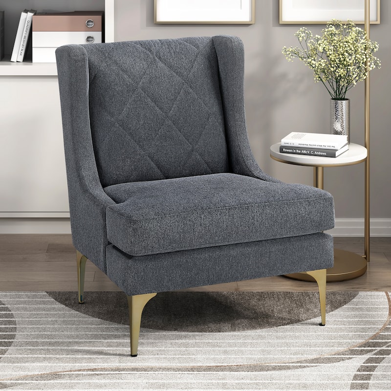 Margo 28" Chenille Accent Chair - Brushed Gold Finish Metal Legs