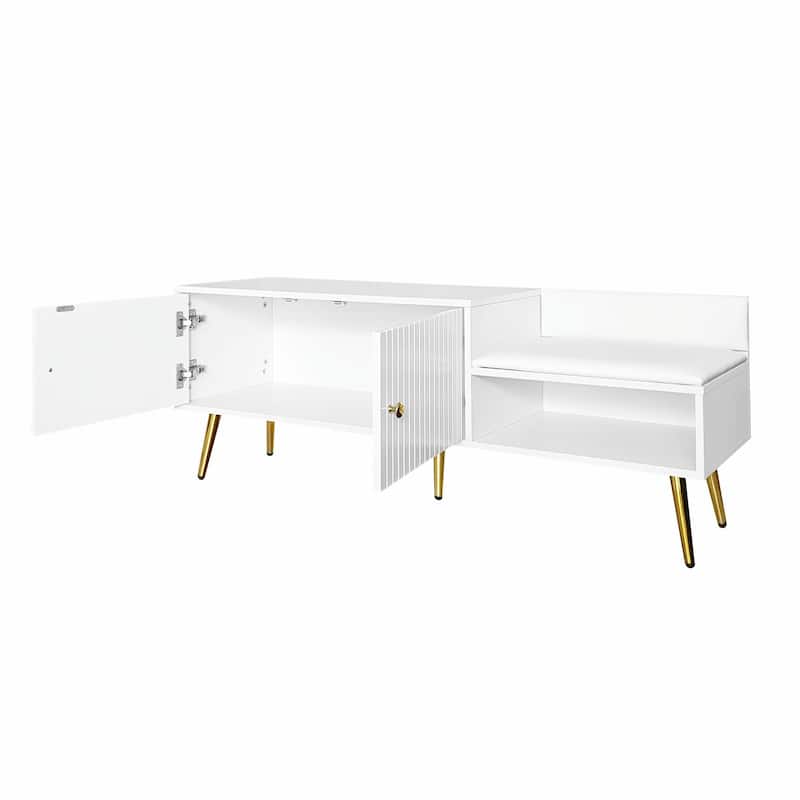 Modern Shoe Storage Bench with Hidden Compartment and Upholstered Cushion