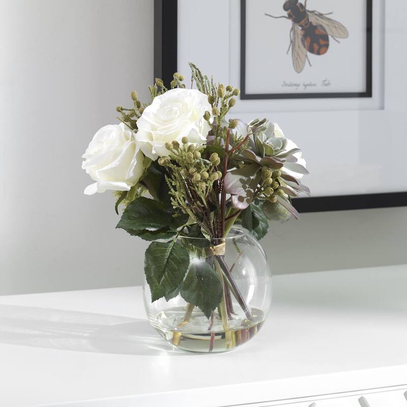 Uttermost 60182 Belmonte 13" Tall Glass Faux Flora Planter