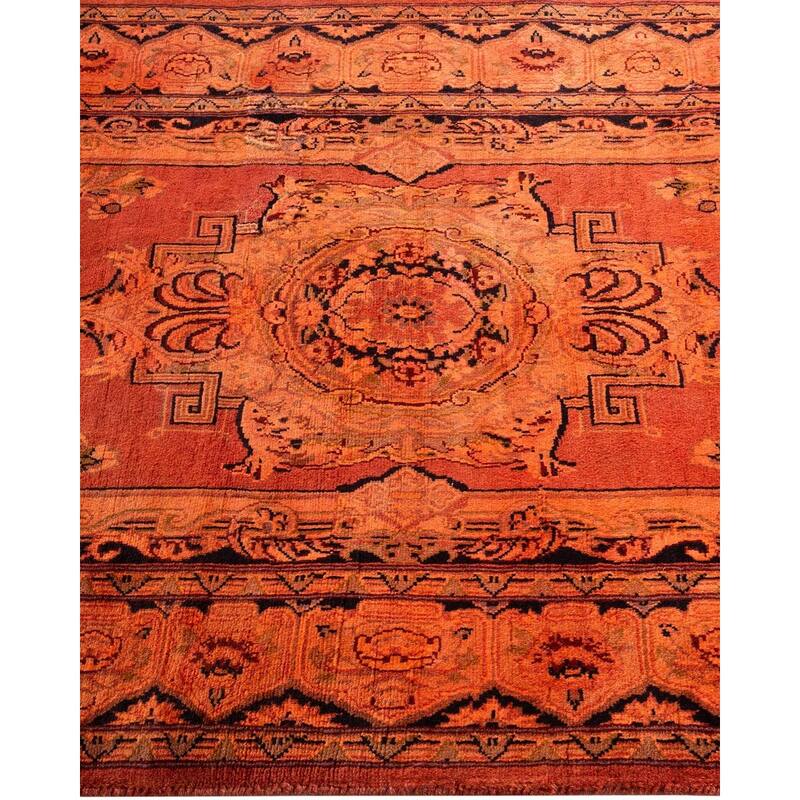 Overton Hand Knotted Wool Vintage Inspired Modern Contemporary Overdyed Orange Area Rug - 2' 7" x 4' 5"