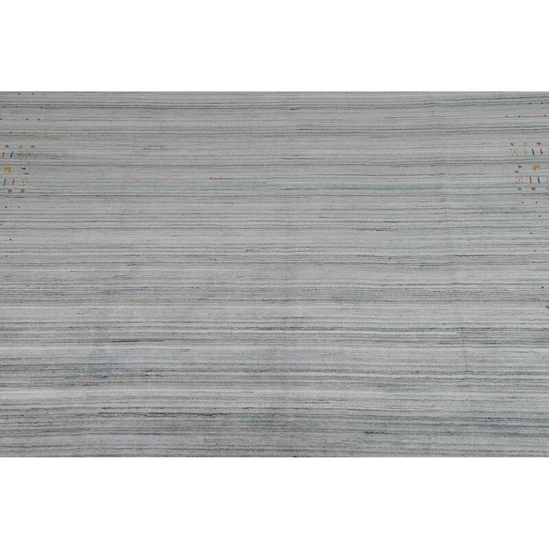 Striped Tribal Gabbeh Oriental Square Rug Handmade Wool Carpet - 9'9" x 9'8"