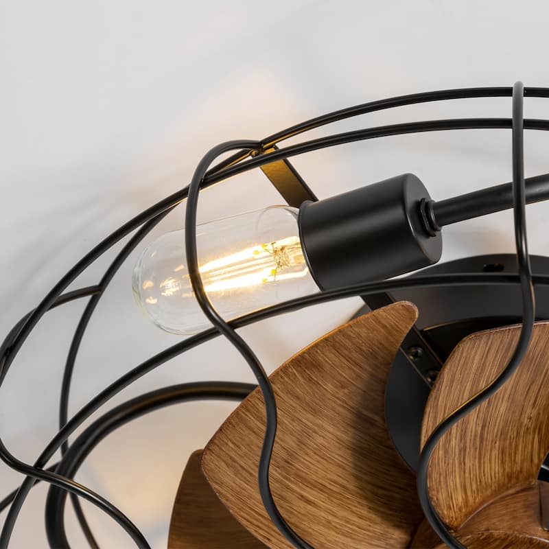 16.5"/19"/20" Vintage Distressed White Low Profile Ceiling Fan with Remote (7-Blade)