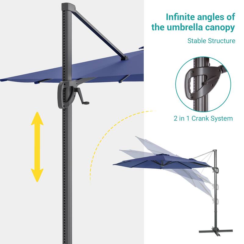 BONOSUKI Outdoor 10Ft Cantilever Offset Patio Umbrella, Hanging Market Umbrella