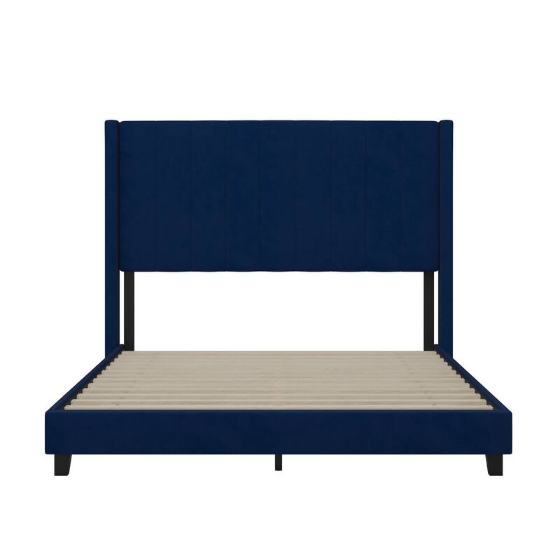 Upholstered Platform Bed with Wingback Headboard