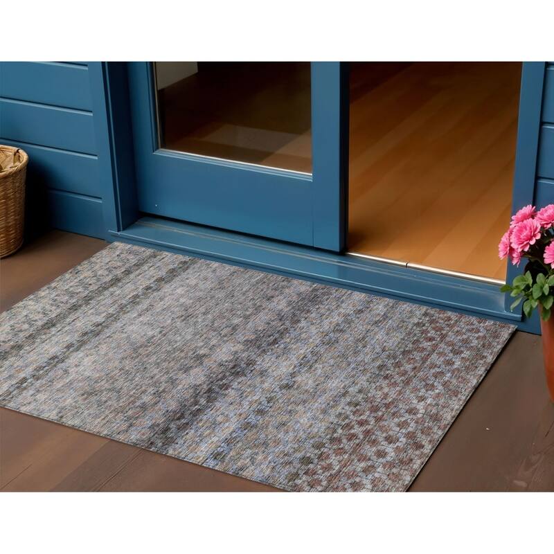 HomeRoots Striped Transitional Rectangle Outdoor Rug - 3' x 5'