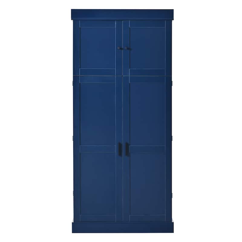 77" Tall Modern Shaker Kitchen Pantry with Wine Rack, Freestanding Storage Cabinet with Drawers & Door Shelves