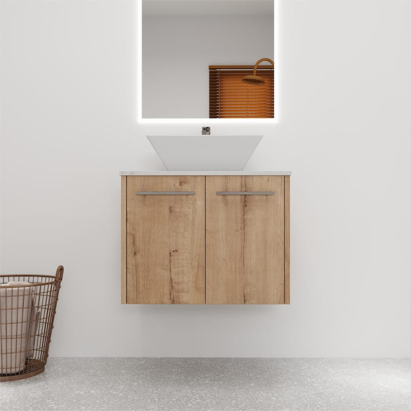 Bathroom Vanity With Sink In 24/30 Inch, Floating Bathroom Vanity With Soft Close Door