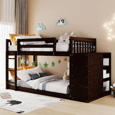 Bunk Bed with 4 Drawers and 3 Shelves