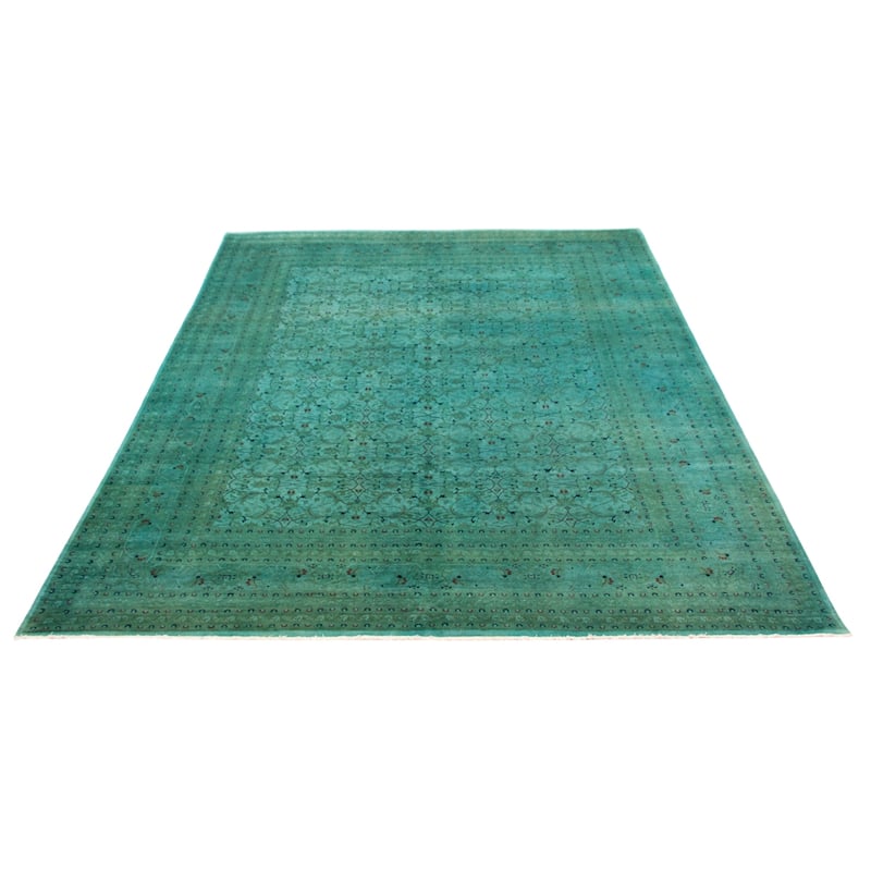 ECARPETGALLERY Hand-knotted Vibrance Cyan Wool Rug - 9'3 x 12'0