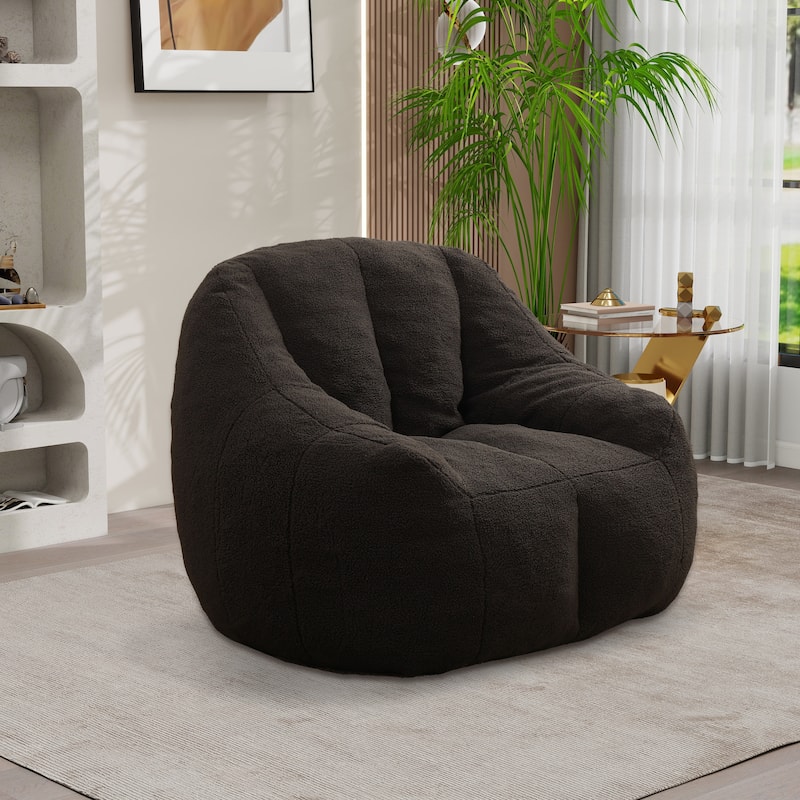 Upholstered Bean Bag Chair,Modern Lazy Floor Sofa Chair - Dark Gray