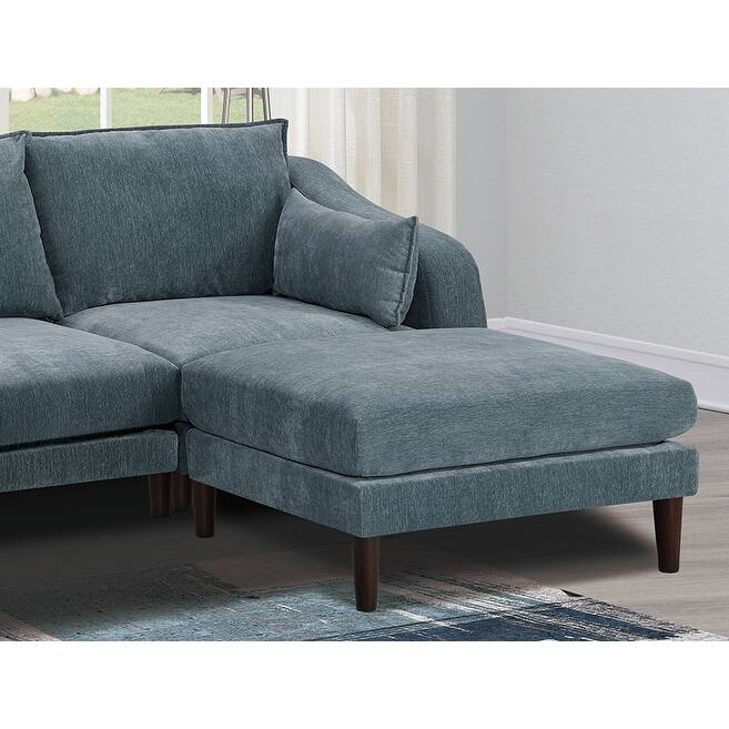 6pcs Modular Sectional Set, Grayish Fabric, U-Shaped, 120x60x31 inches