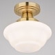 preview thumbnail 10 of 11, VAXCEL Eastgate 1-Light Schoolhouse Semi Flush Mount Ceiling Lighting Fixture, White Frosted Opal Glass Shade