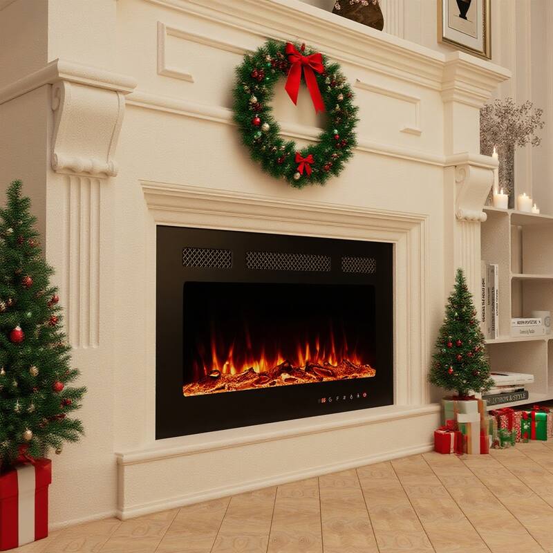 Wall Mounted Electric Fireplace Heater with 12 Flame Colors