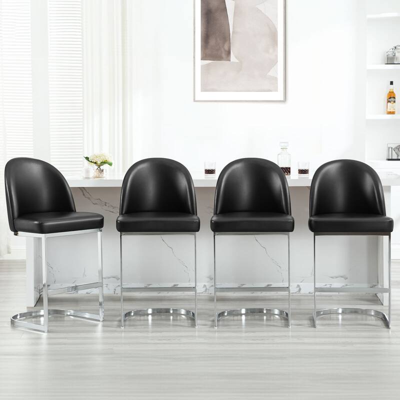 26" Upholstered Counter Stool/ Bar Stools with Metal Legs - 38.8"H x 17.9"W x 20.9"D