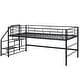 preview thumbnail 17 of 15, Twin Size Loft Bed with Play and Storage Spaces Underneath, Metal Bed Frame with Storage stairs and Guardrail for Bedroom