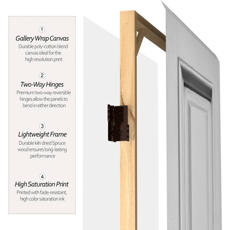 6 ft. Tall Double Sided White Door Panel Canvas Room Divider