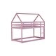 preview thumbnail 8 of 16, Pink Wood House Roof Twin over Twin Floor Bunk Bed with Ladder,Guardrails