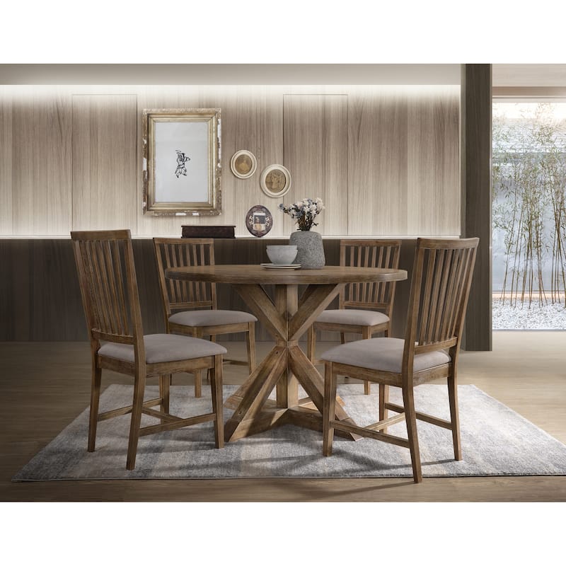 San Simeon Tan and Weathered Oak Slat Back Side Chairs (Set of 2)
