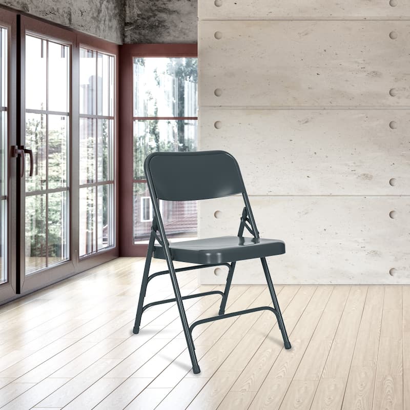 Hampden Furnishings Bernadine Collection All Metal Triple Brace Folding Chair, Pack of 4