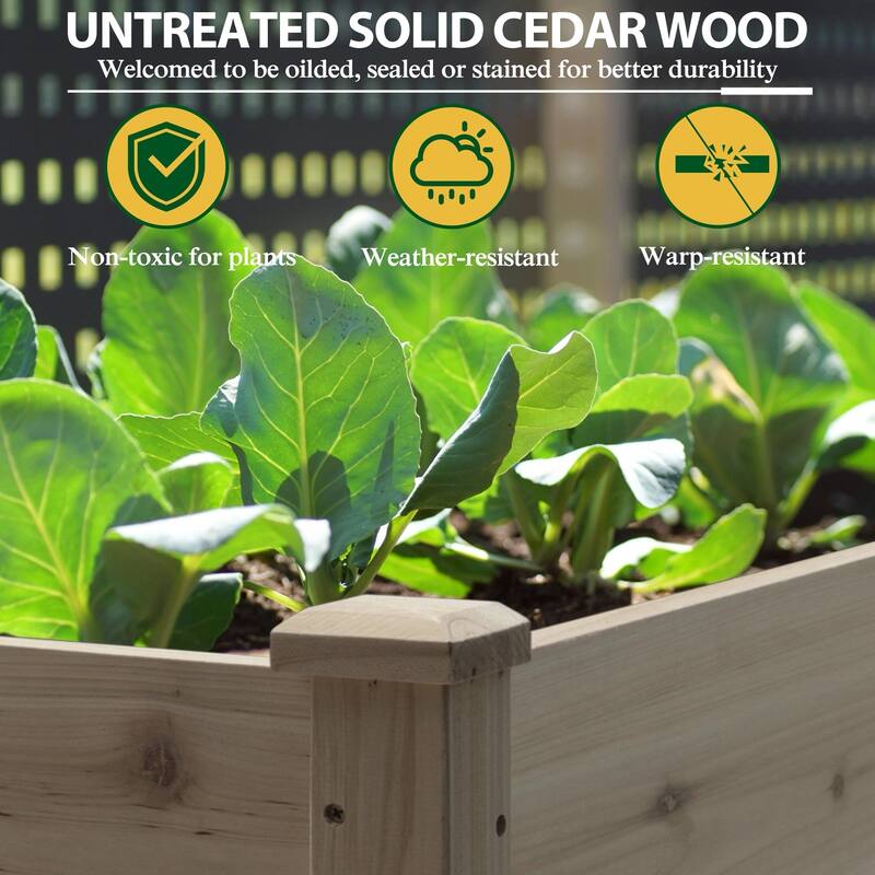 VEIKOUS Raised Garden Bed Outdoor, 6.8 Cu.Ft Large Planting Space, Solid Cedar Wood Planter Box