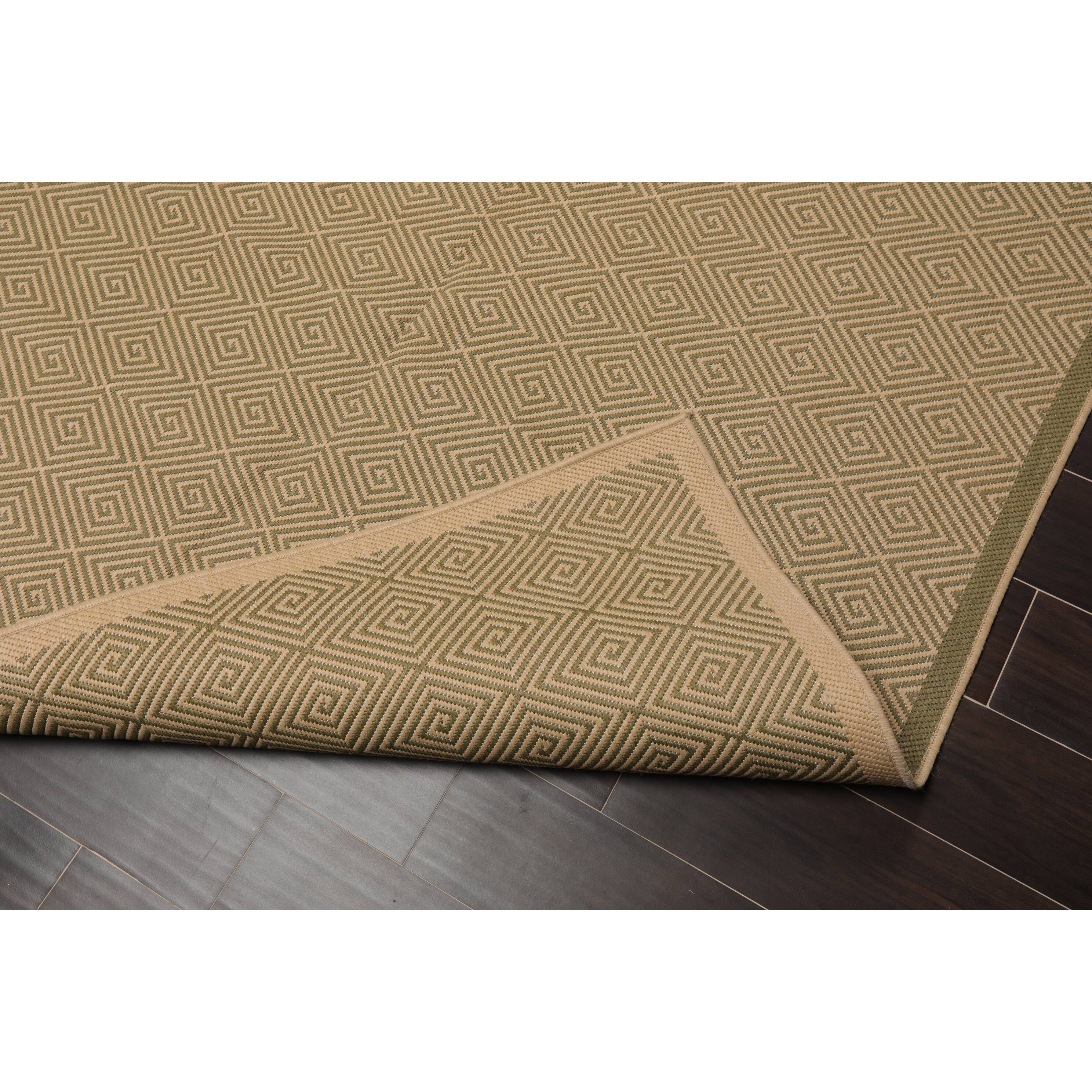 5'x7'6 Machine Made Polypropylene Indoor Outdoor Oriental Area Rug Tan