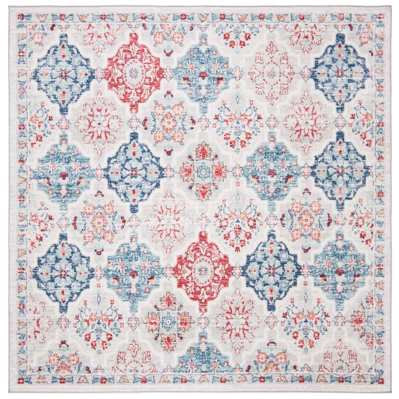 SAFAVIEH Brentwood Ruzhdie Traditional Oriental Rug - 6'7" Square - Cream/Blue