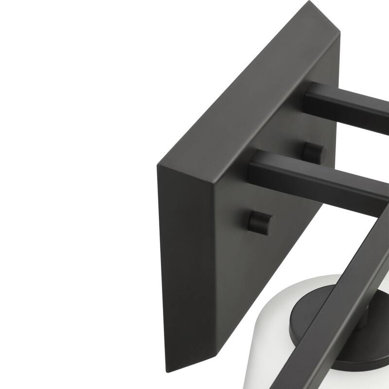 Vertex Collection Four-Light Matte Black Etched White Glass Contemporary Bath Light - 29 in x 6.25 in x 7.5 in