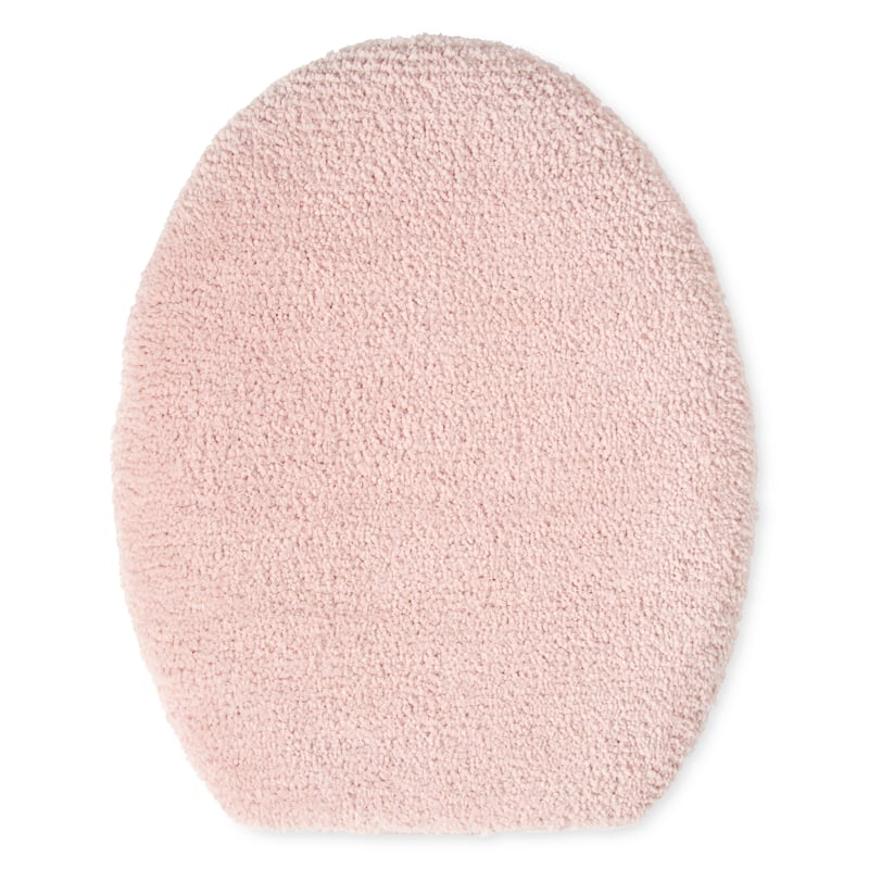 TOWN & COUNTRY EVERYDAY Ultra Plush Solid Tufted Toilet Lid Cover, Soft and Absorbent, Non-Slip Cover, Machine Washable - Blush - 18.5”x19.6‘’