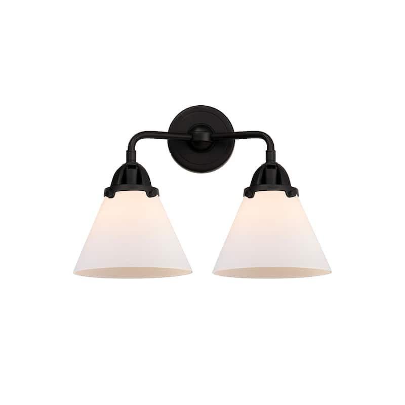 Innovations Lighting Nouveau 2 Cone - 2 Light 16" Bath Vanity Light - Matte White/Matte Black