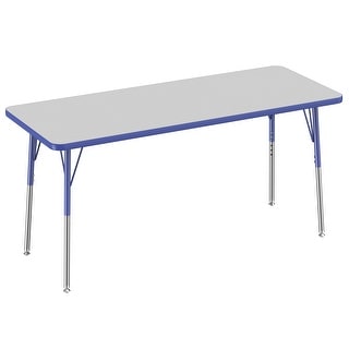 Factory Direct Partners 24" x 60" Rectangle Activity Table with Adjustable Swivel Glide Legs (Gray/Blue)