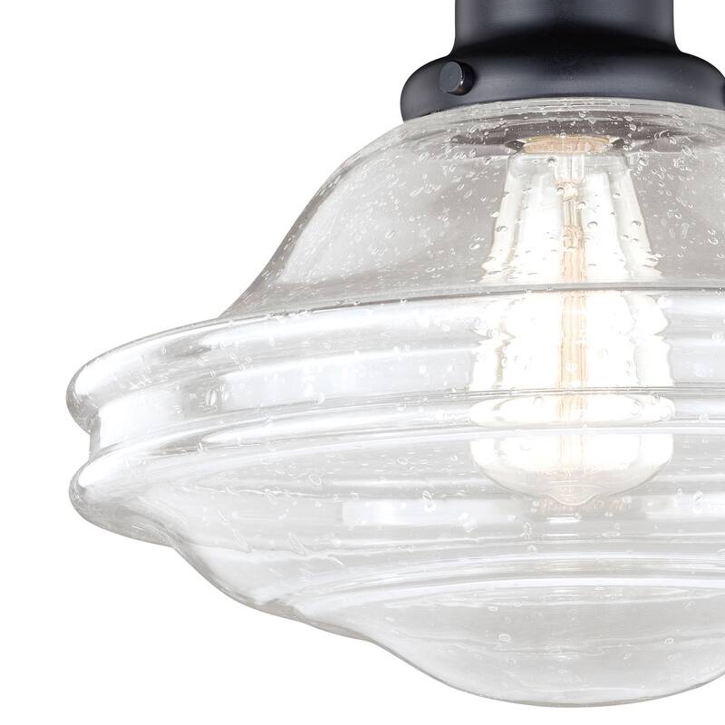 Semi Flush Mount Ceiling Light, Bronze Finish, Clear Glass Shade, Mid Century Modern Lighting - 11.75