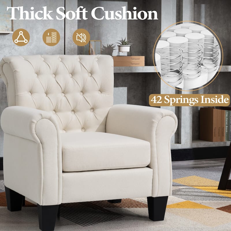Accent Club Chair Comfortable Single Sofa Chair Indoor Seating with Arms & Padded Seat