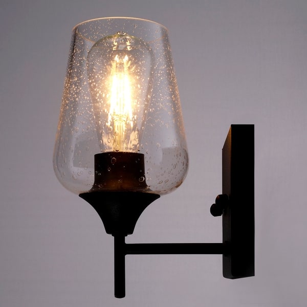 Co Z 1 Light Glass Armed Sconce With Matte Black Finish Overstock 30706427