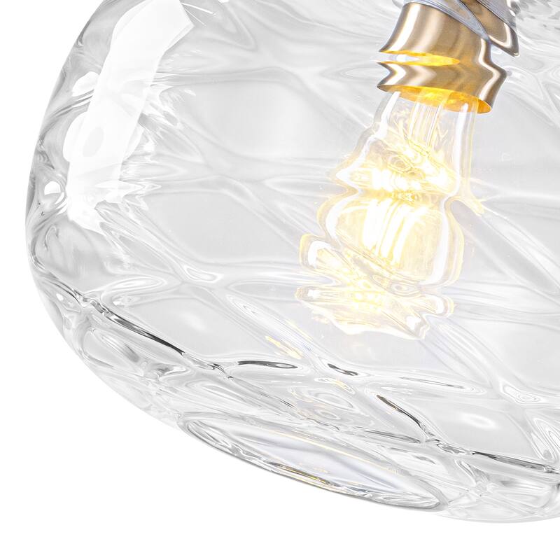 Modern Gold Geometric Glass Pendant Light Fixture with Adjustable Cord - Dia.11.81-in