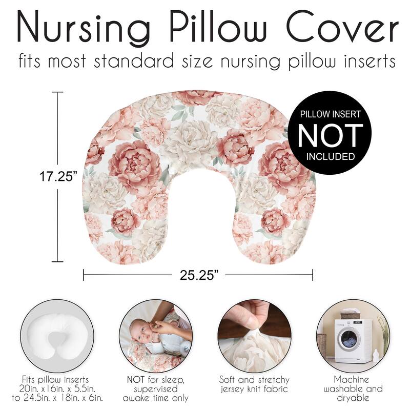 Sweet Jojo Designs Blush Pink Boho Shabby Chic Floral Girl Nursing Breastfeeding Pillow Cover Case Pillow Not Included- Bohemian