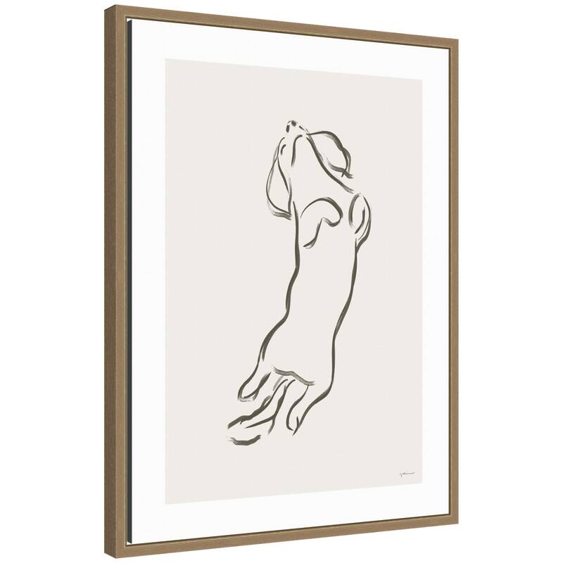 Kate and Laurel Dachshund Dog by Gabrielly Guedes Framed Canvas Wall Art Print - 18x24 - Gold