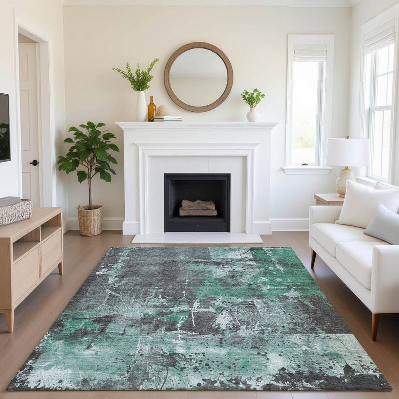 Premium Washable Super Soft Abstract Modern Mayfield Rug - 8' x 10' - Green