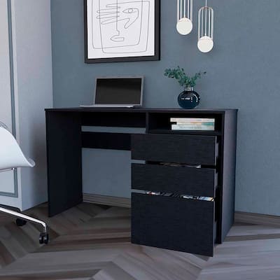 Computer Desk for Office, One Shelf, Black Wengue Finish