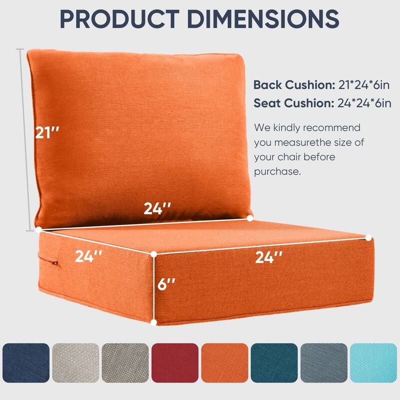 2 Pairs 6 Inch Seat Back Cushion for Chair, Sofa