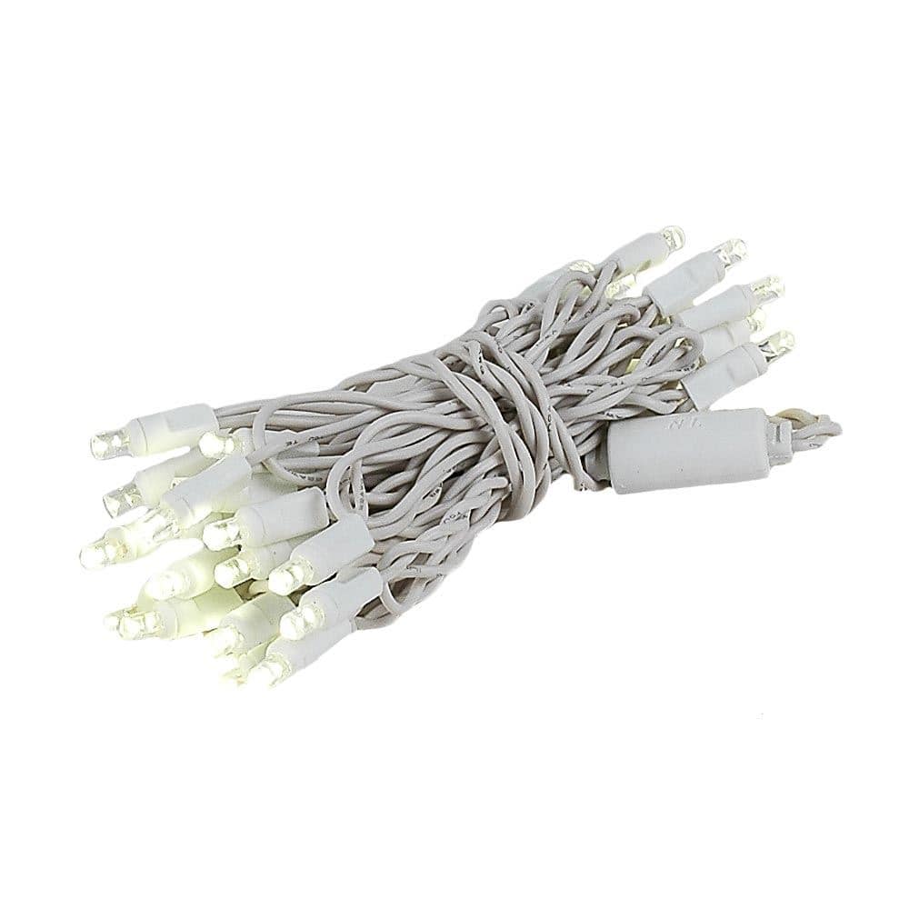 35 Light LED Christmas Mini Light, Warm White, Non-Connectable, White Wire, 13'