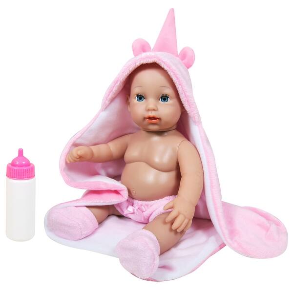 slide 2 of 5, Lissi: 12" Baby Doll Gia W/ Unicorn Hood in Pink, Kids Ages 2+