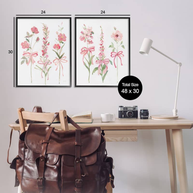 Stupell Soft Fresh Pastel Sprigs Framed Giclee Art Design By Sally Swatland (Set of 2)