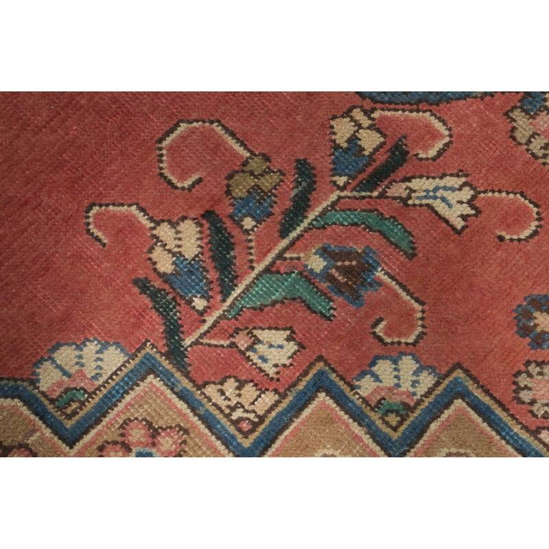 Hand Knotted Oriental 100% Wool Carpet Traditional Floral Oranges & Rust Tabriz Area Rug - 9' 6'' X 6' 6''
