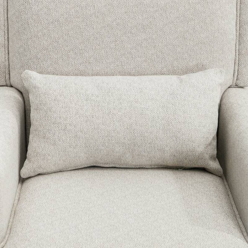 Modern Fabric Accent Chair with Upholstered Armrest Wooden Legs and Pillow for Living Room